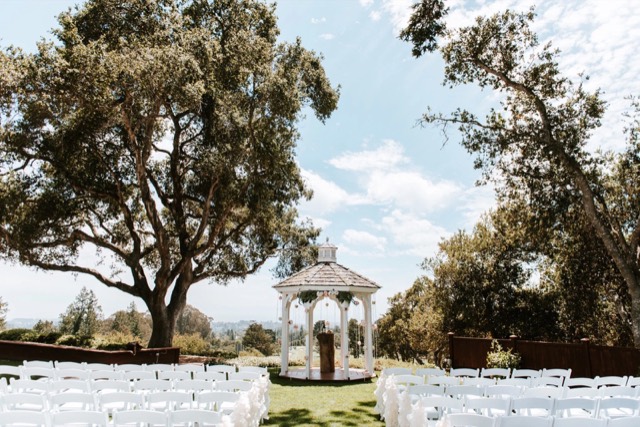 Ceremony lawn and gazebo at Hollins House